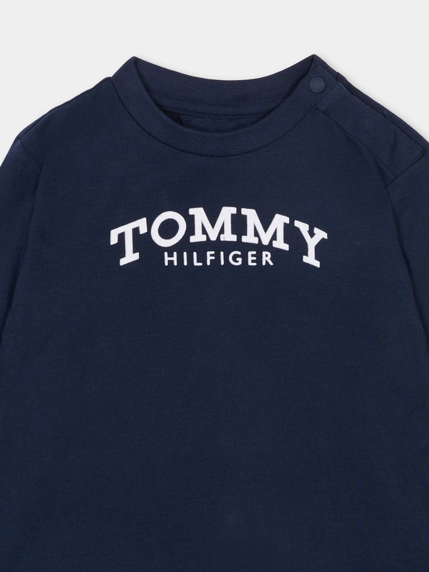 T-Shirt a manica lunga blu per neonati logo,Tommy Hilfiger Junior,KN0KN02147 C1G