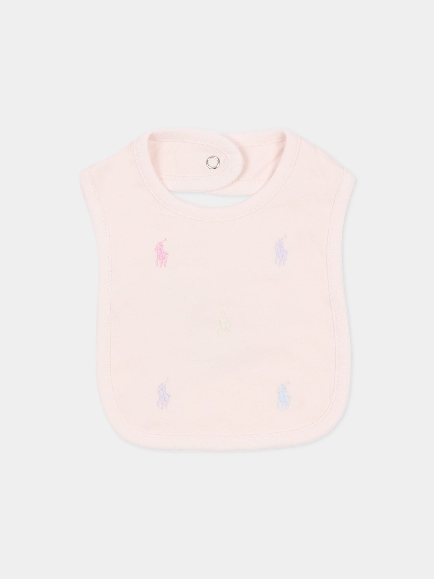 Bavaglino rosa per neonata con iconici cavallini,Ralph Lauren Kids,876689001
