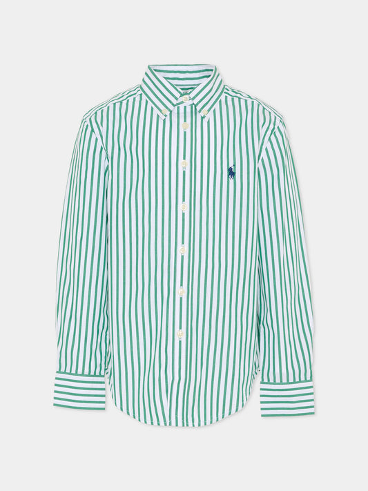 Camicia verde per bambino con cavallino,Ralph Lauren Kids,979319501
