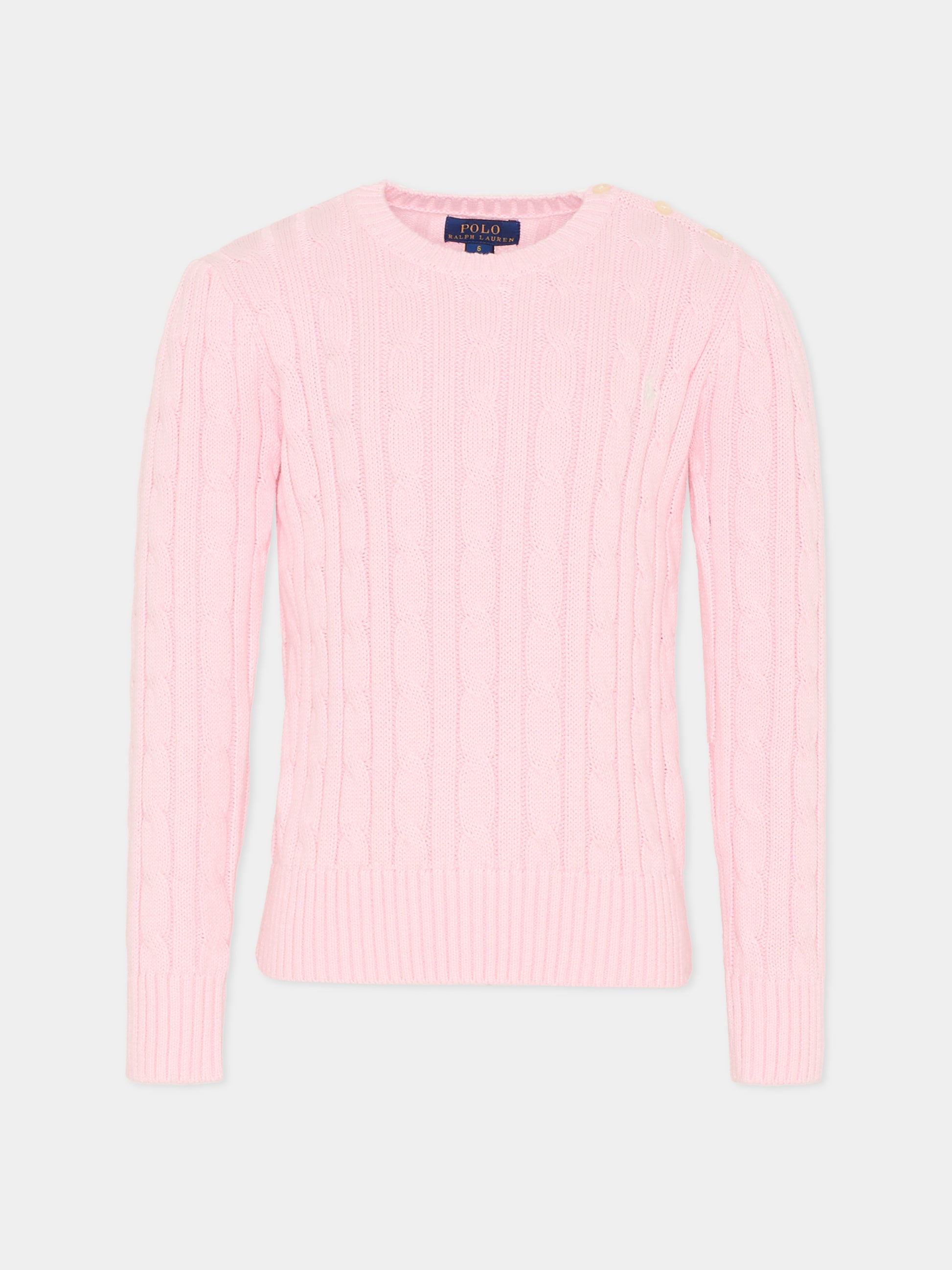 Maglione rosa per bambina con cavallino,Ralph Lauren Kids,901316010