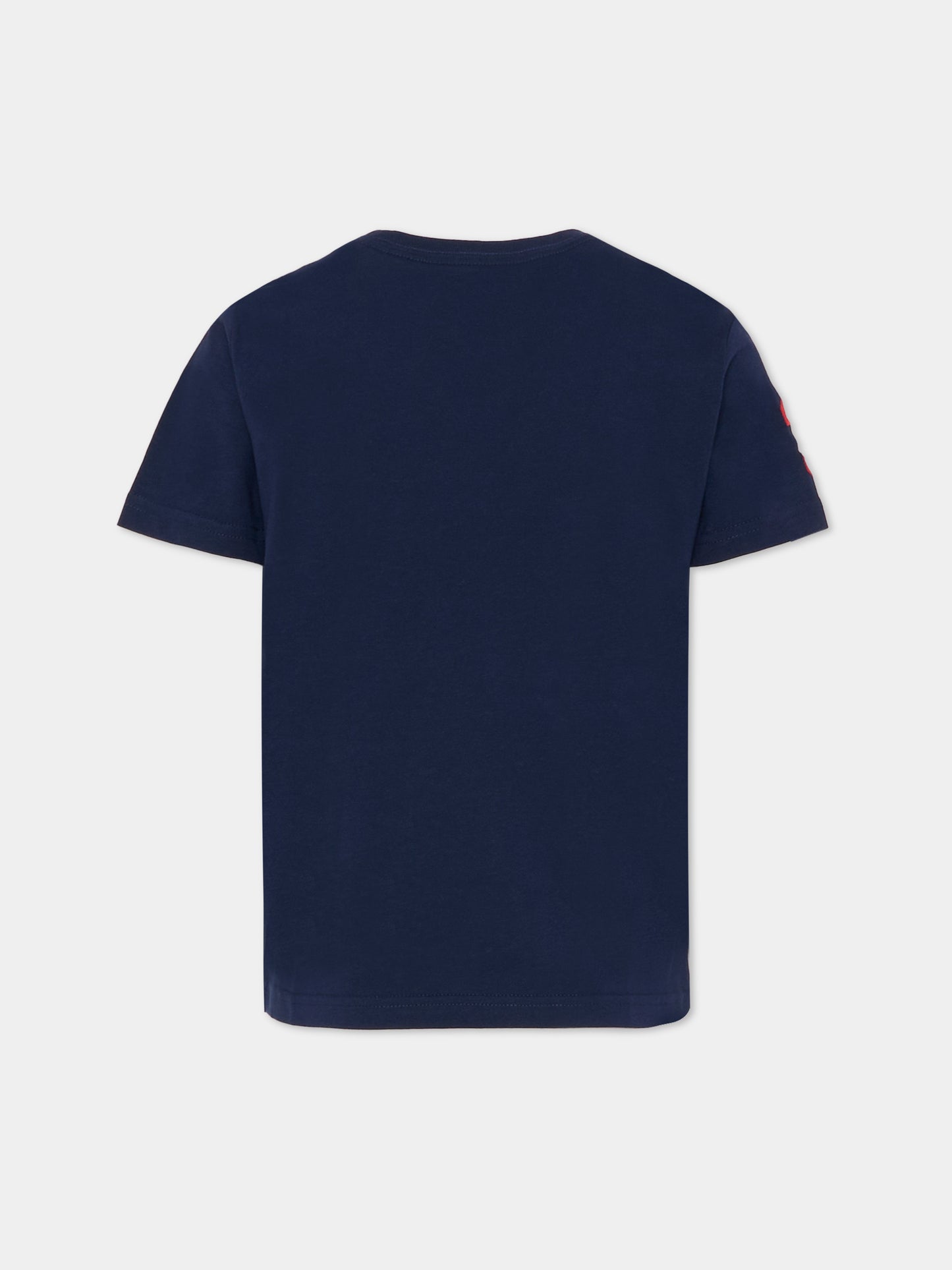 T-shirt blu per bambino con logo rosso,Ralph Lauren Kids,832907039