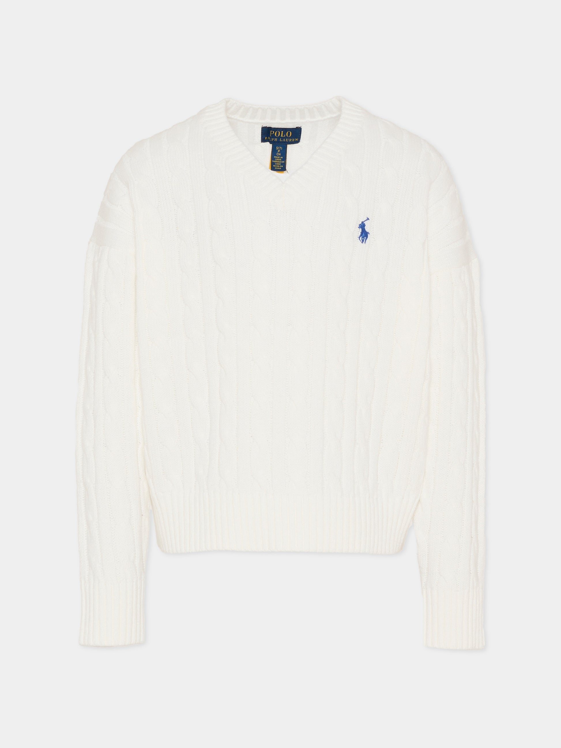 Maglione bianco per bambina con cavallino,Ralph Lauren Kids,A11238001