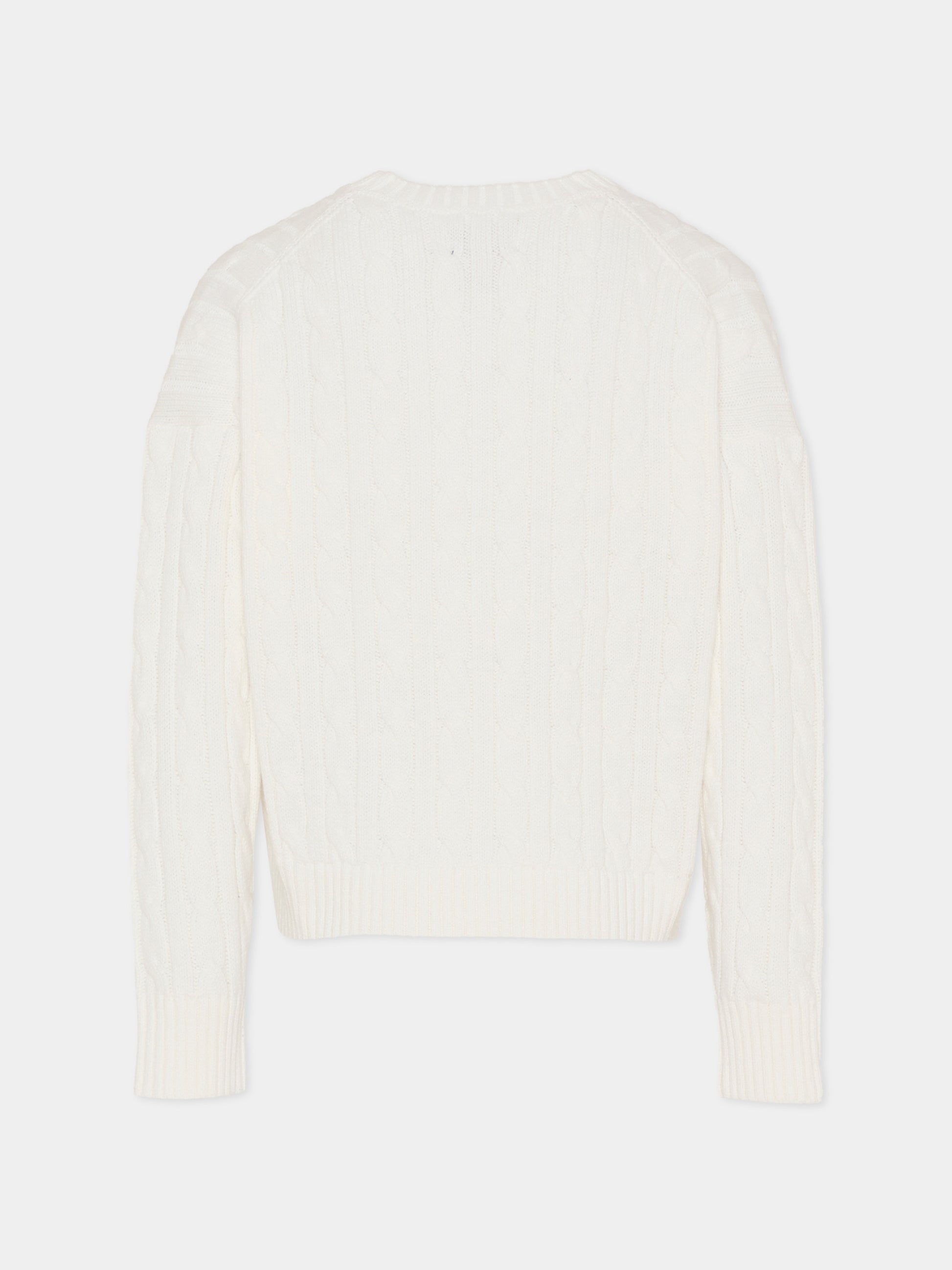 Maglione bianco per bambina con cavallino,Ralph Lauren Kids,A11238001