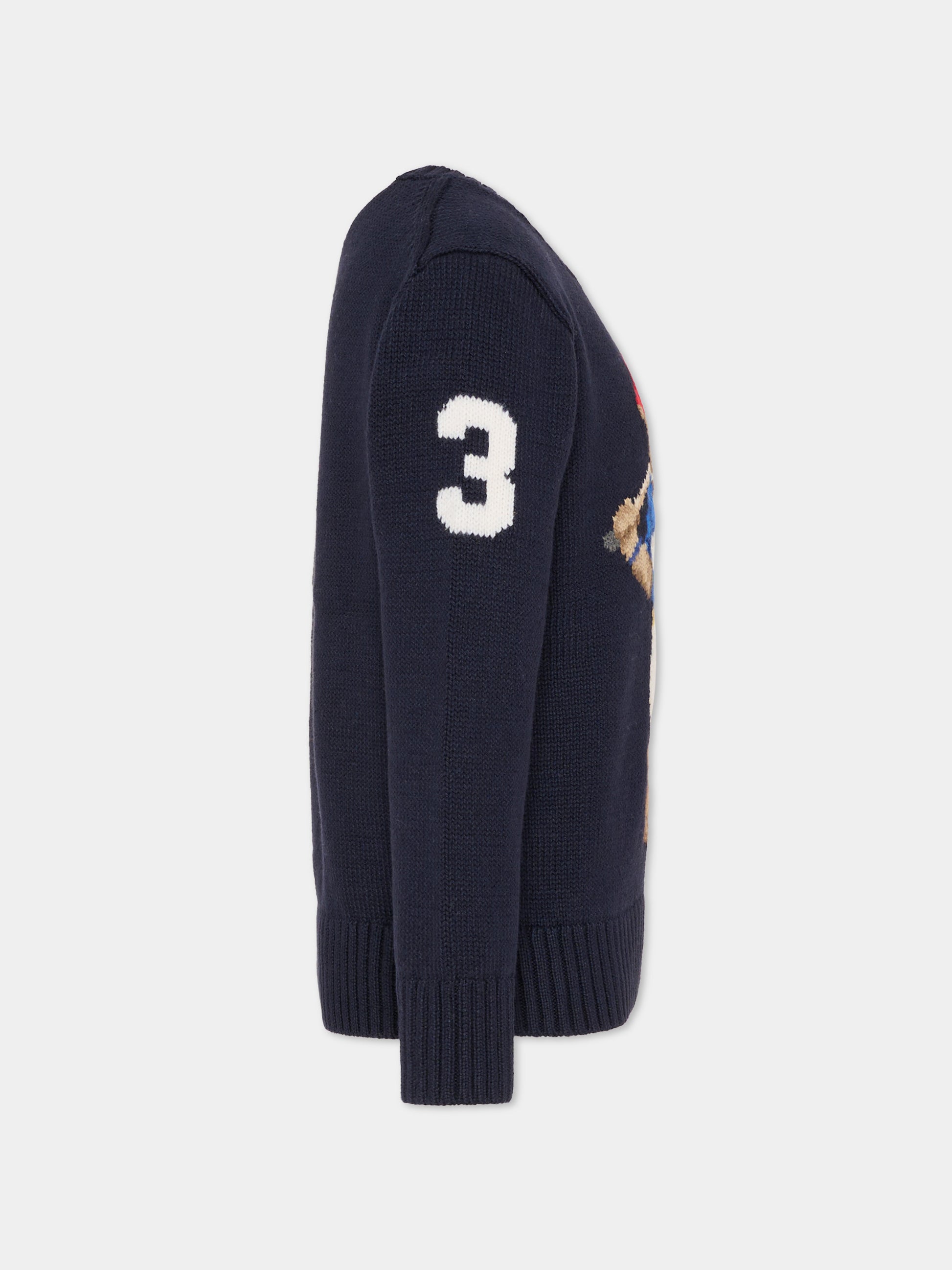 Maglione blu per bambino con Polo Bear,Ralph Lauren Kids,A95620001