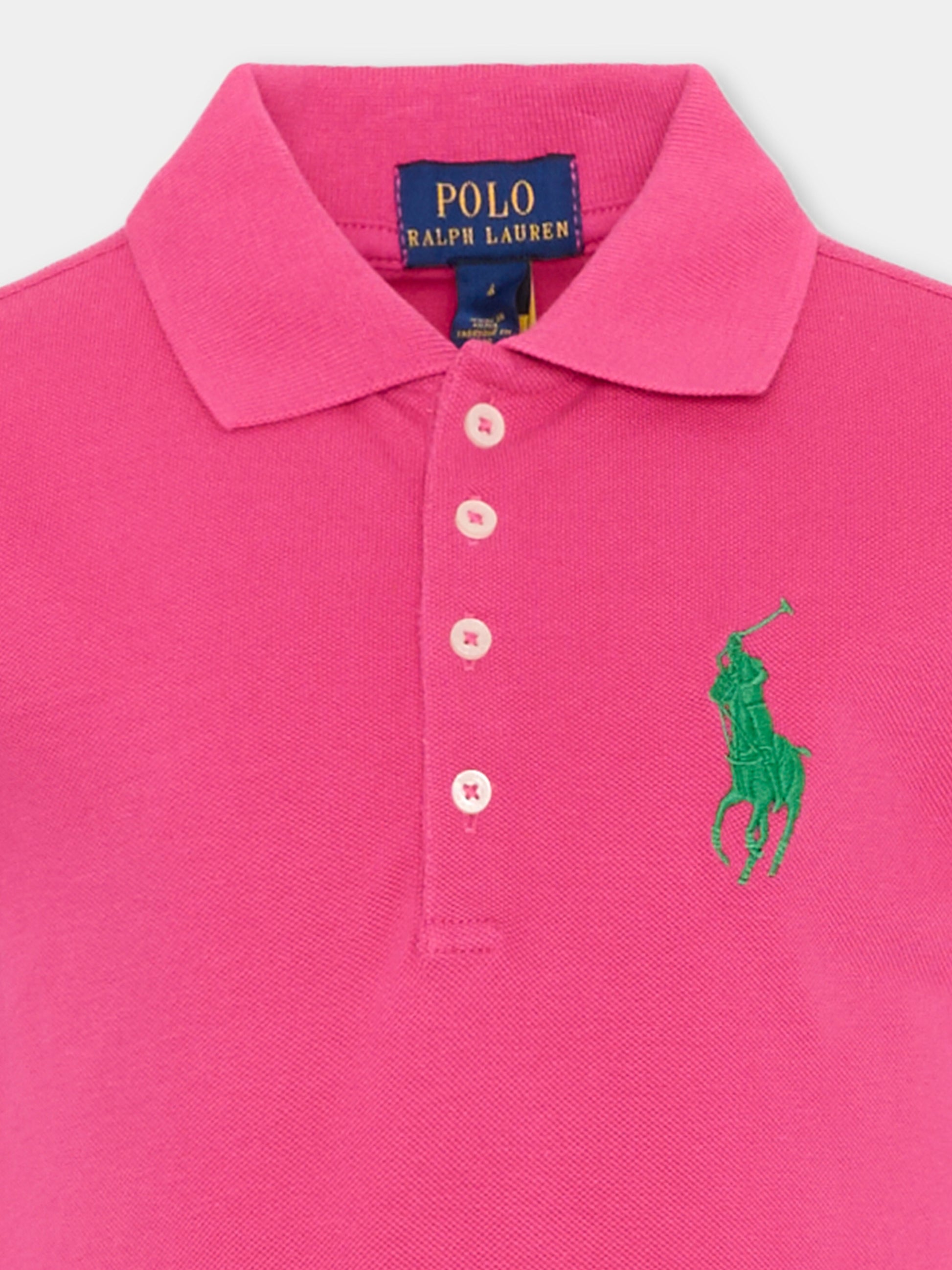 Vestito fucsia polo per bambina con Polo Pony,Ralph Lauren Kids,A95975001