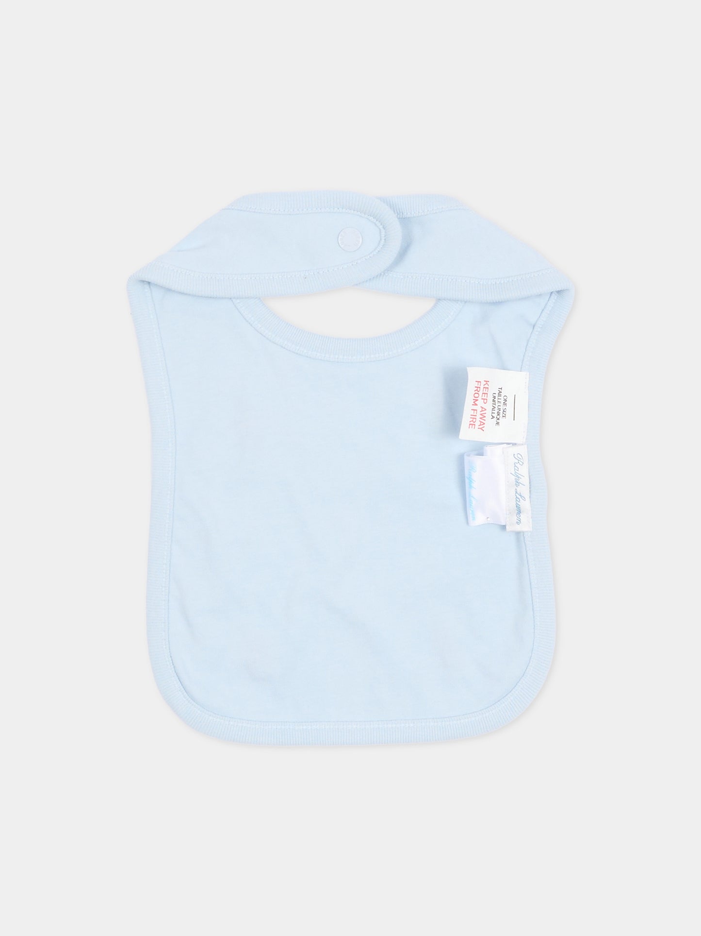 Bavaglino celeste per neonato con iconici cavallini,Ralph Lauren Kids,876689002
