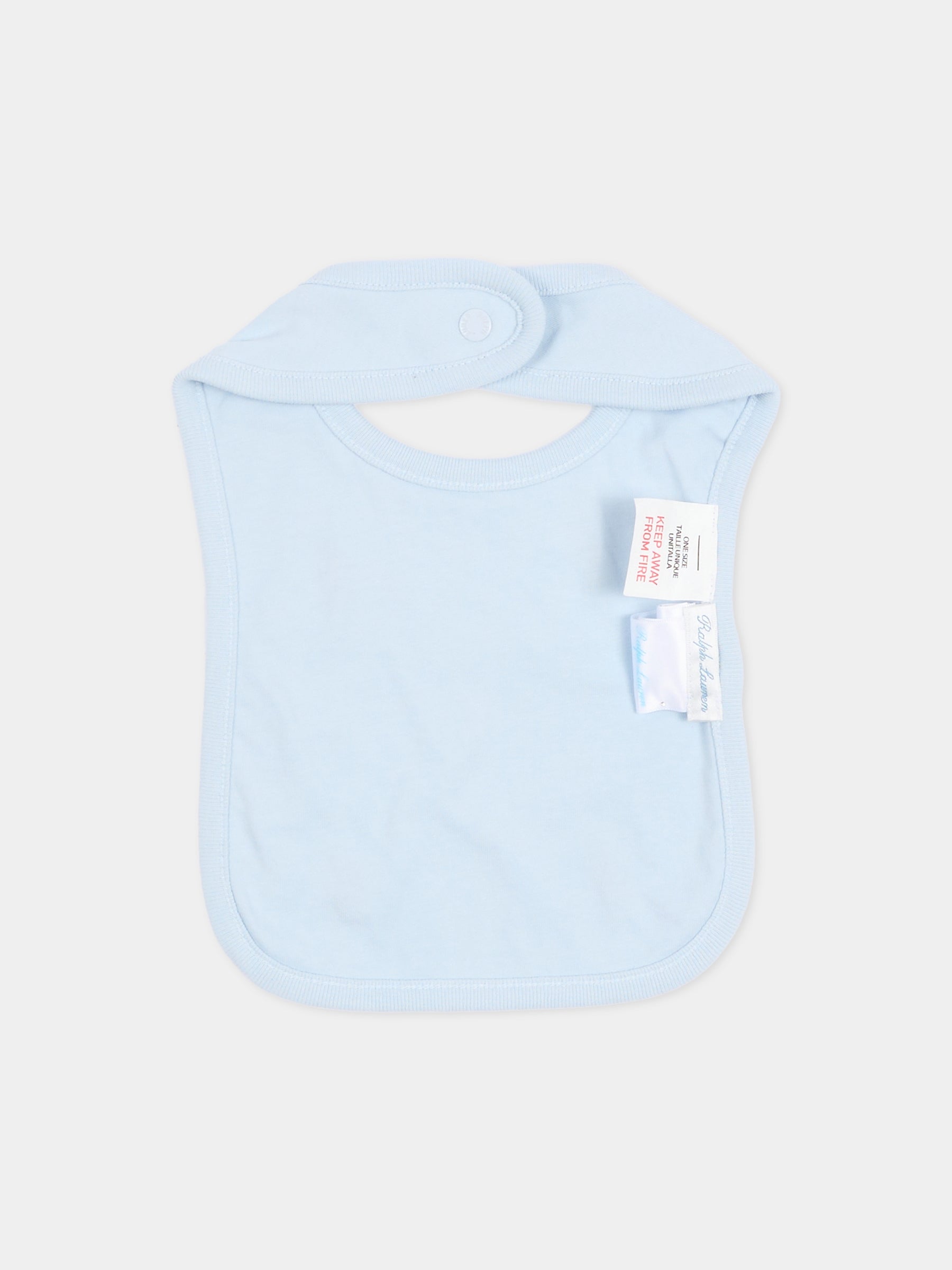Bavaglino celeste per neonato con iconici cavallini,Ralph Lauren Kids,876689002