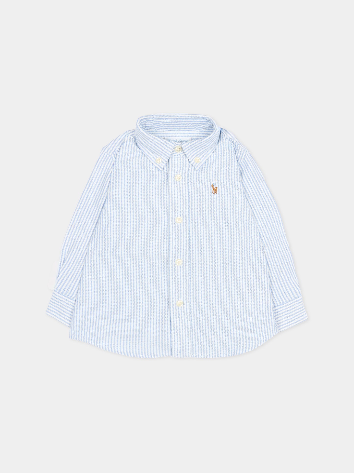 Camicia blu per neonato con cavallino,Ralph Lauren Kids,677177001