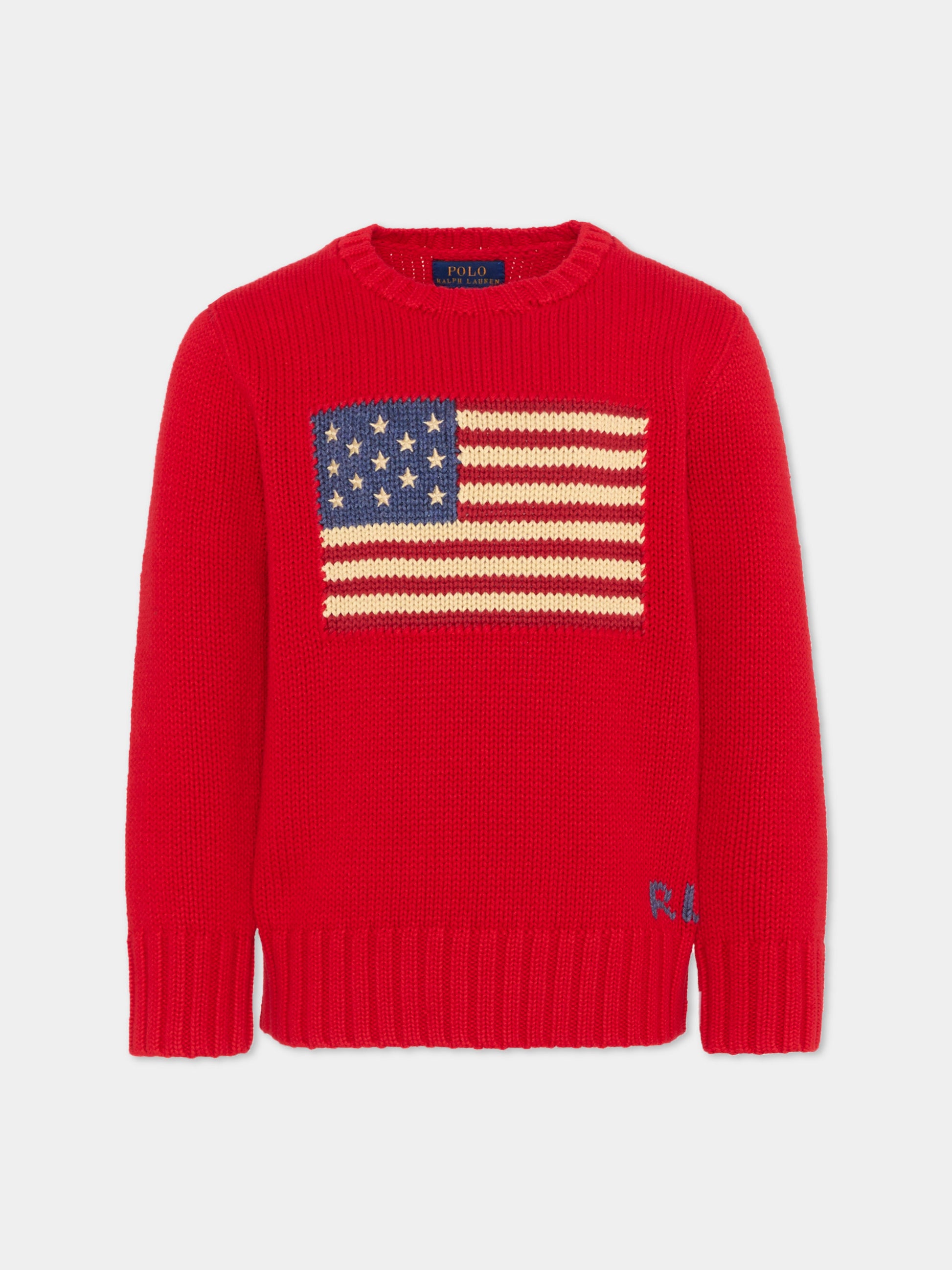 Maglione rosso per bambini con bandiera,Ralph Lauren Kids,668285500