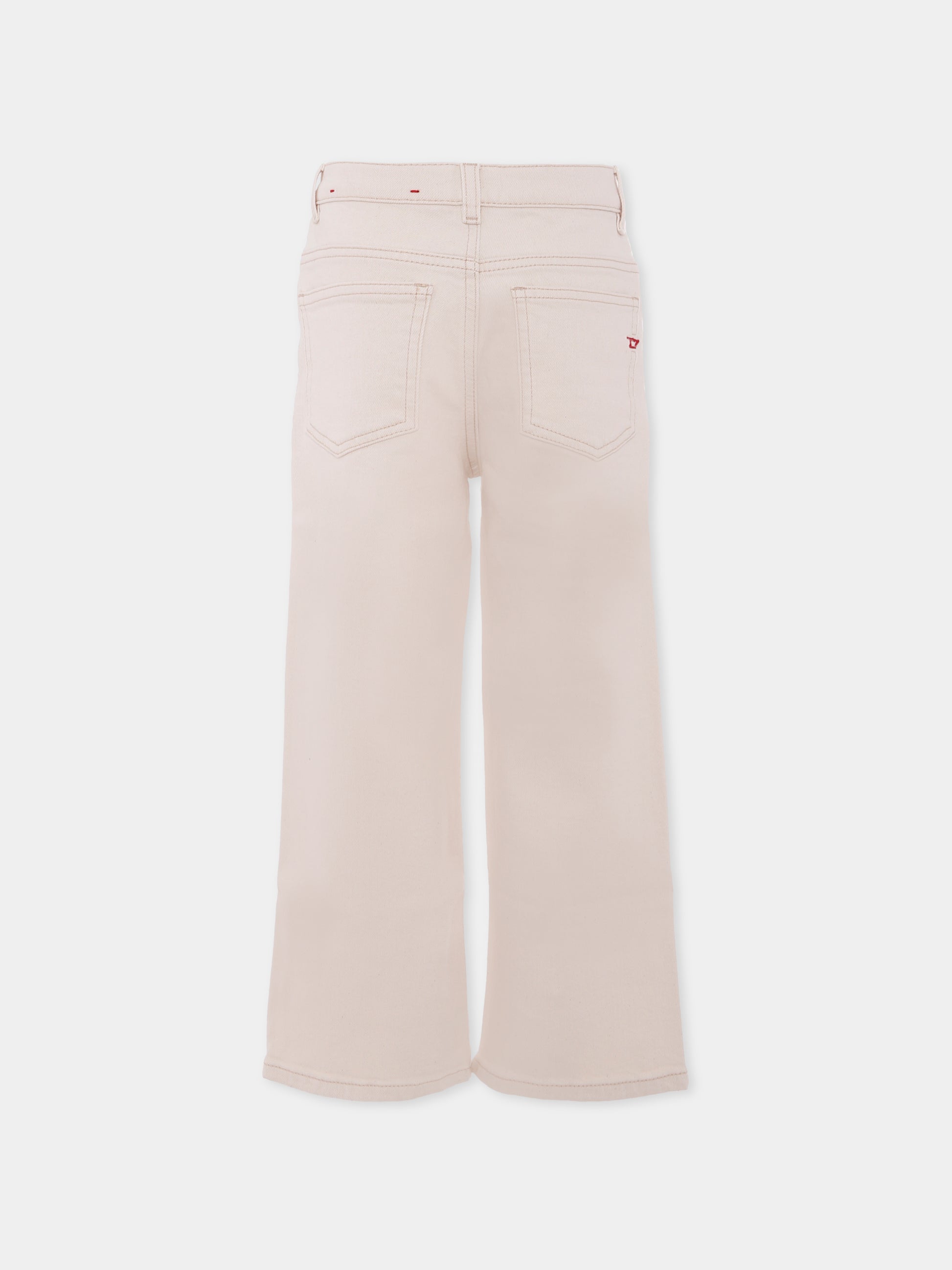 Jeans avorio per bambina con logo,Diesel,J00818 KXBDB K101