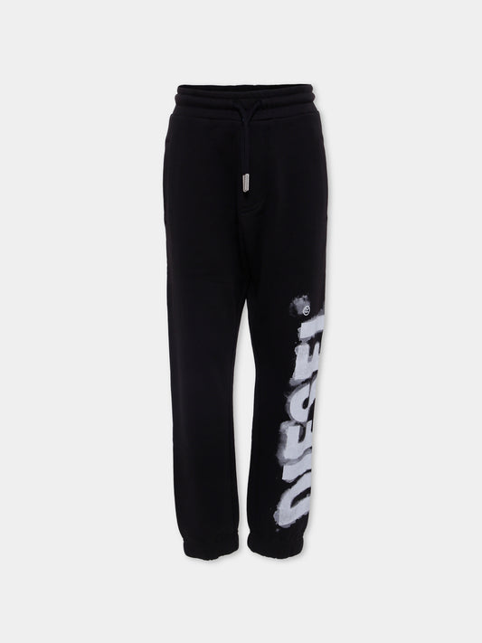 Pantaloni neri per bambino con logo,Diesel,J01384 KYAU6 K900