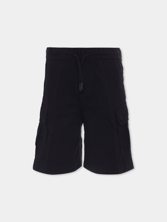 Shorts neri per bambini con logo,Diesel,J01765 KXBJ1 K900