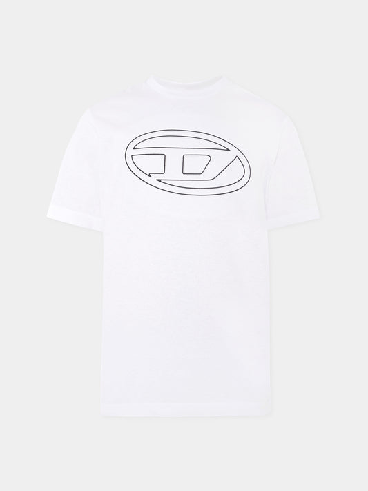 T-shirt bianca per bambino con logo,Diesel,J01788 0BEAF K100