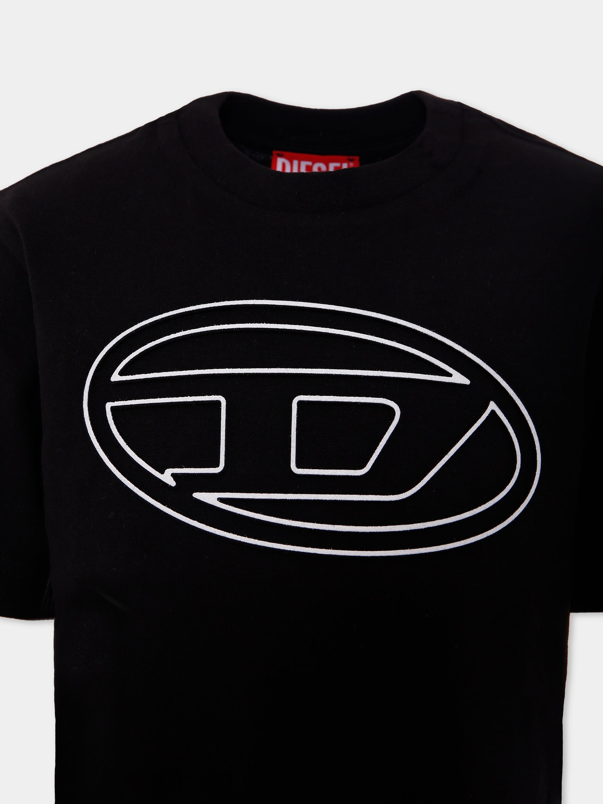 T-shirt nera per bambino con logo,Diesel,J01788 0BEAF K900