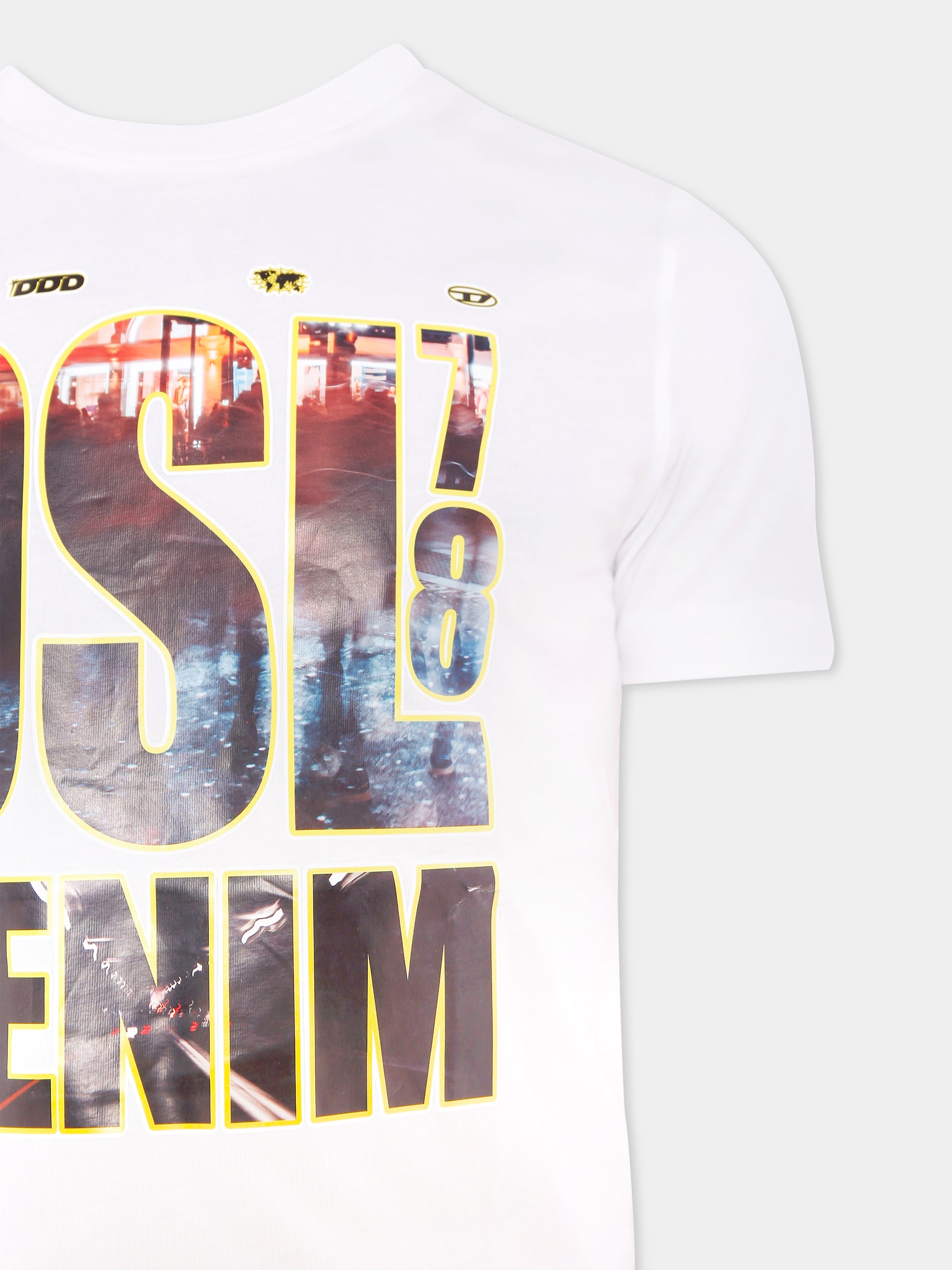 T-shirt bianca per bambino con logo Diesel 78 denim,Diesel,J01979 0CATM K100