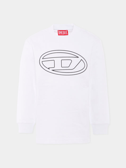 T-shirt bianca per bambino con logo,Diesel,J02016 0BEAF K100