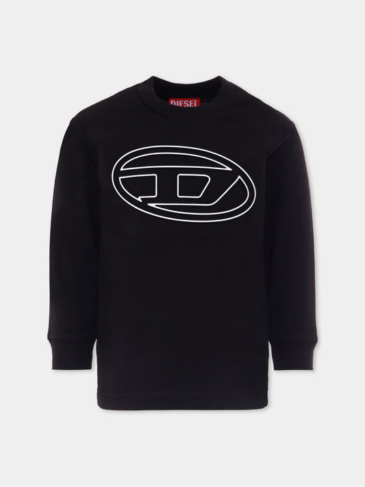 T-shirt nero per bambino con logo,Diesel,J02016 0BEAF K900
