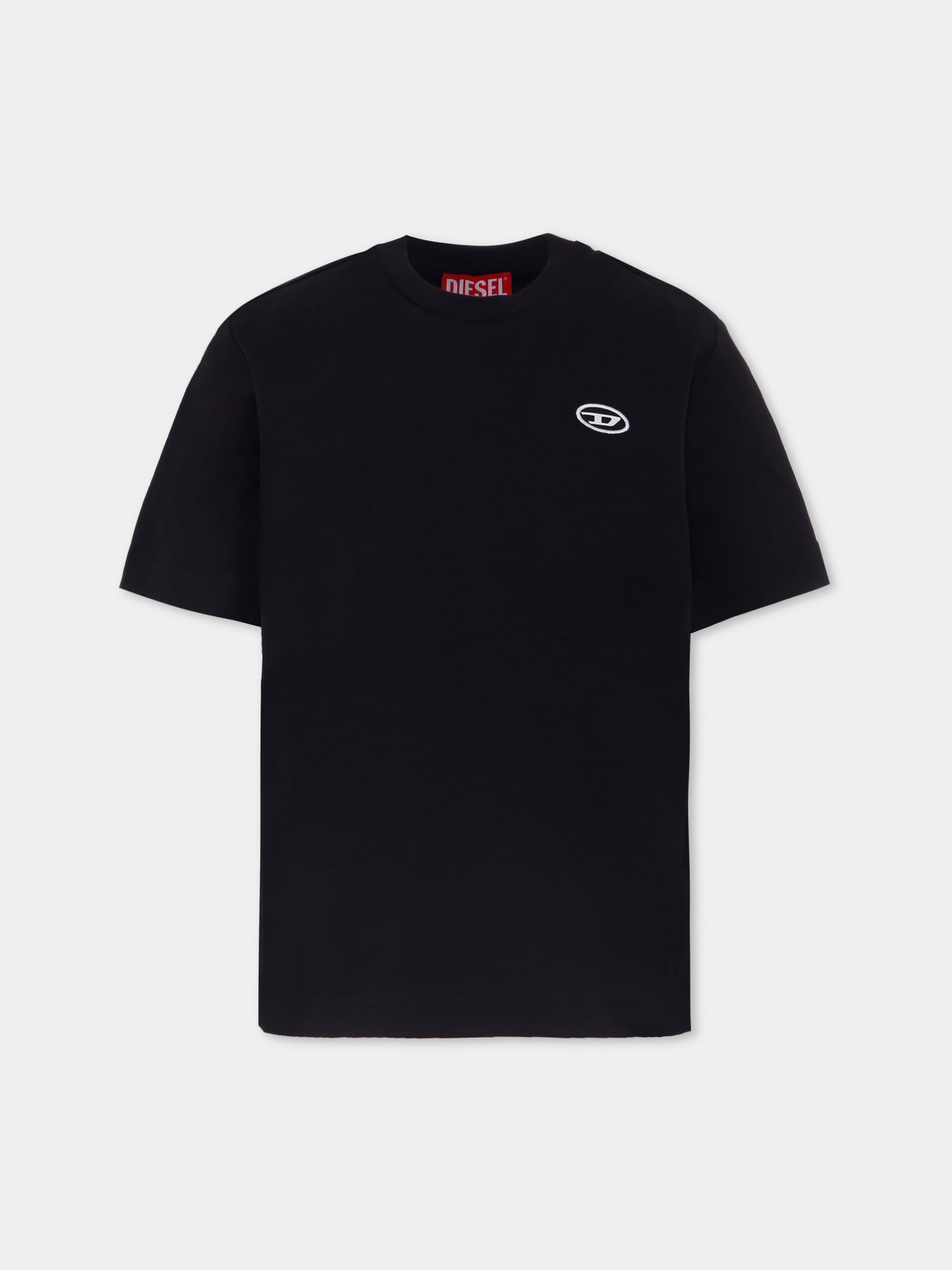 T-shirt nera per bambino con logo,Diesel,J02019 0AIJU K900