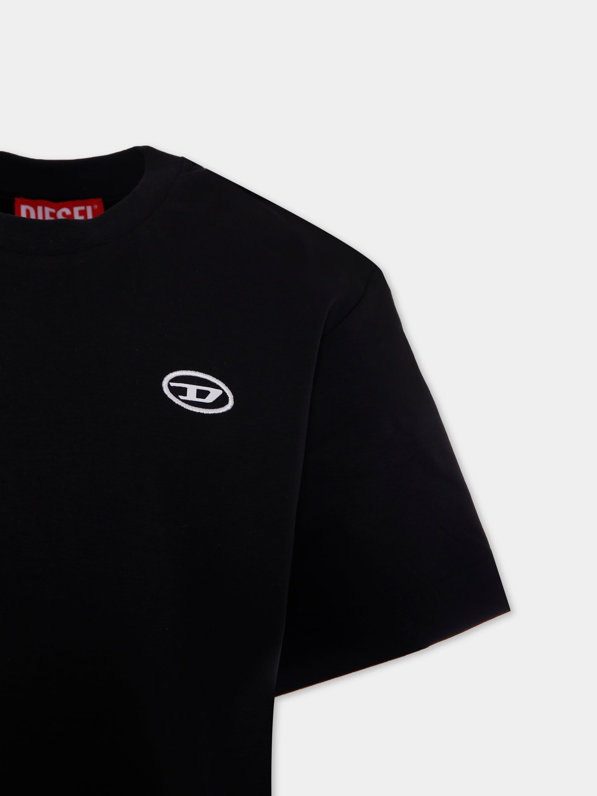T-shirt nera per bambino con logo,Diesel,J02019 0AIJU K900