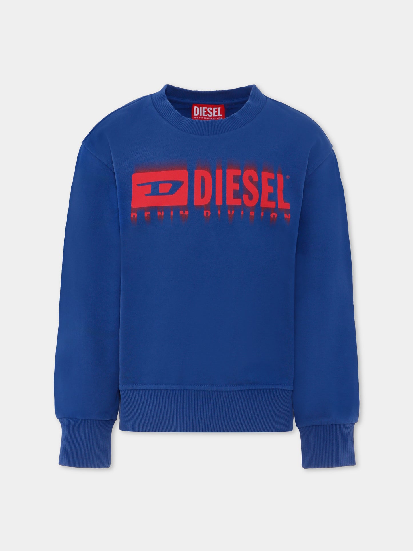 Felpa blu per bambino con logo,Diesel,J02040 KYAVF K843