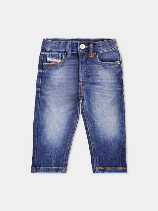 Jeans denim per neonato con logo