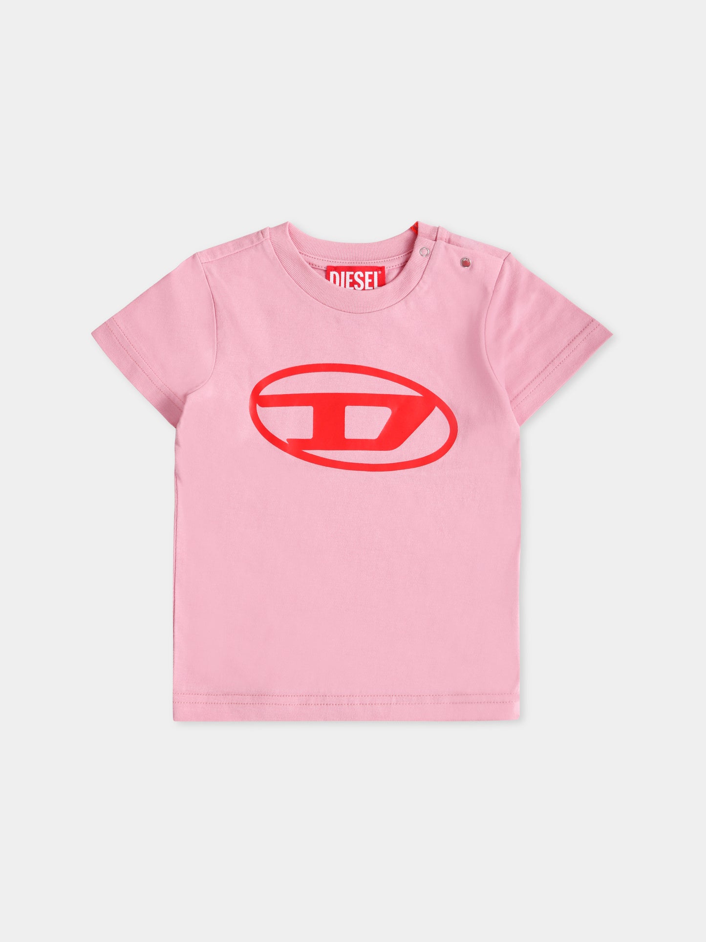 T-shirt rosa per neonata con logo,Diesel,K00519 00YI9 K325