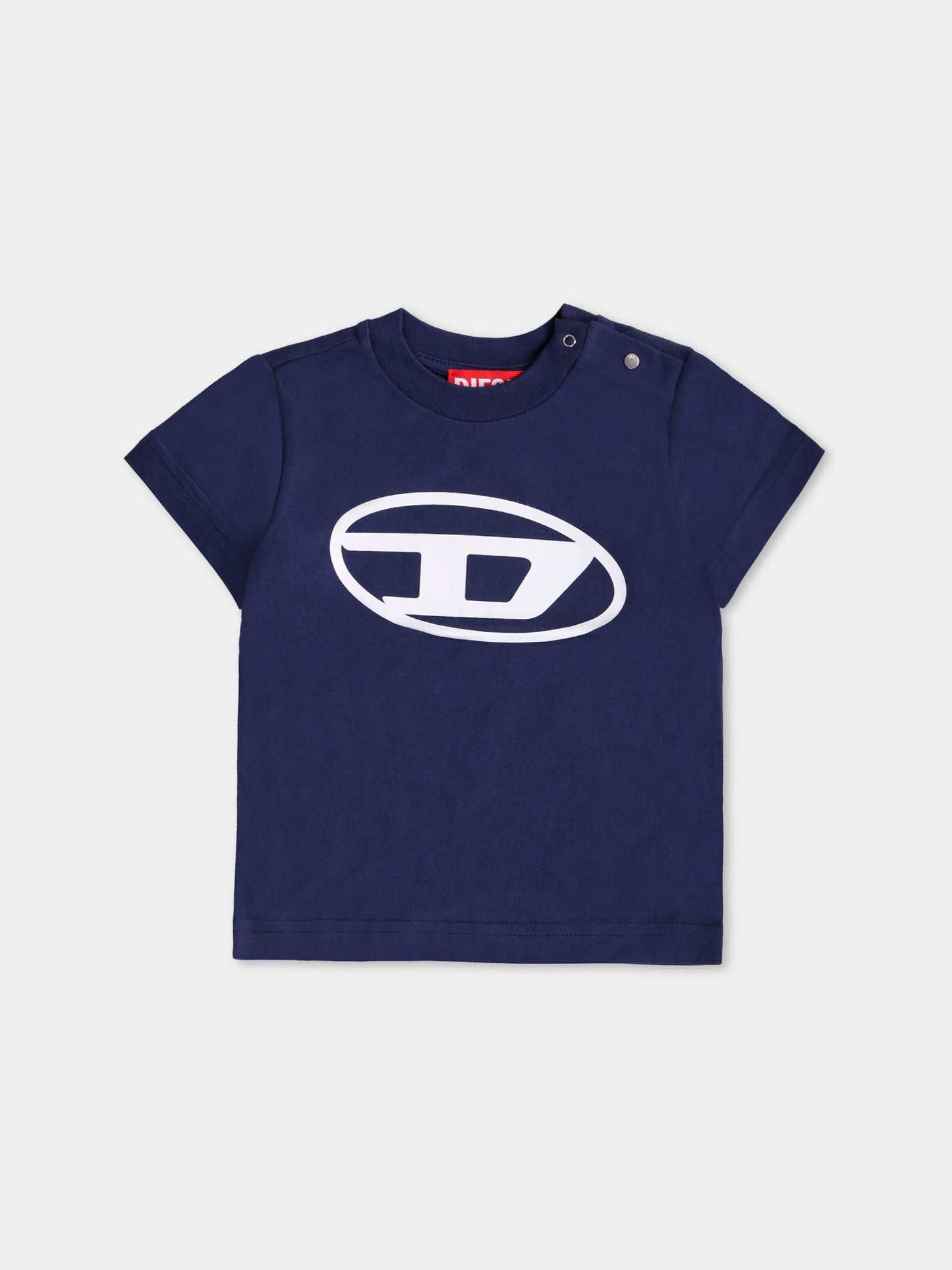 T-shirt blu per neonato con logo,Diesel,K00519 00YI9 K8AT