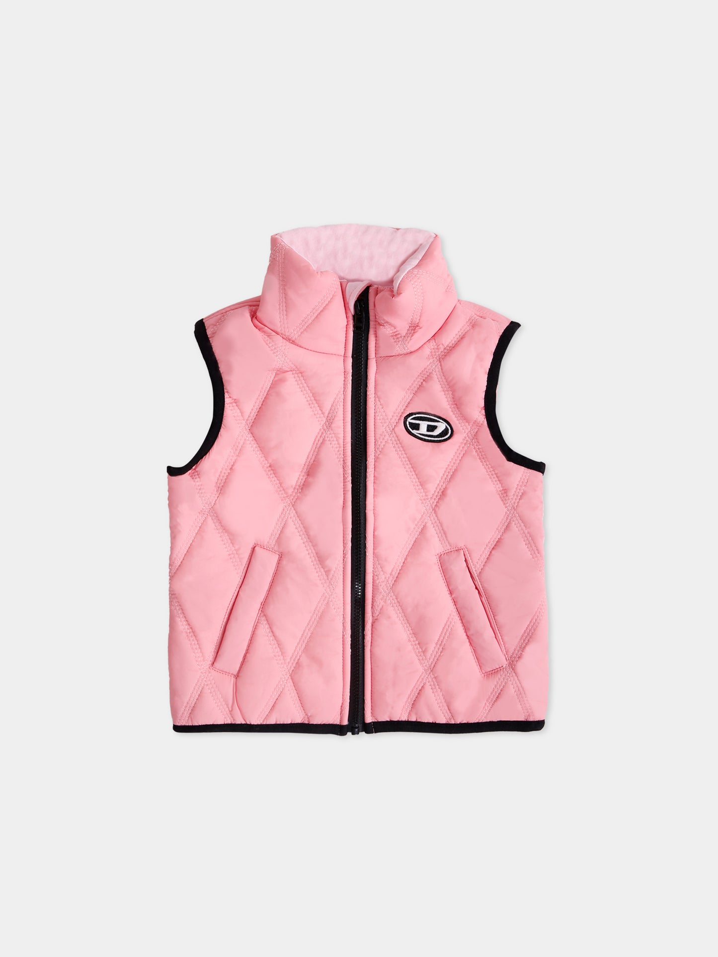 Gilet rosa per neonata con logo