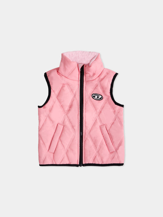 Gilet rosa per neonata con logo