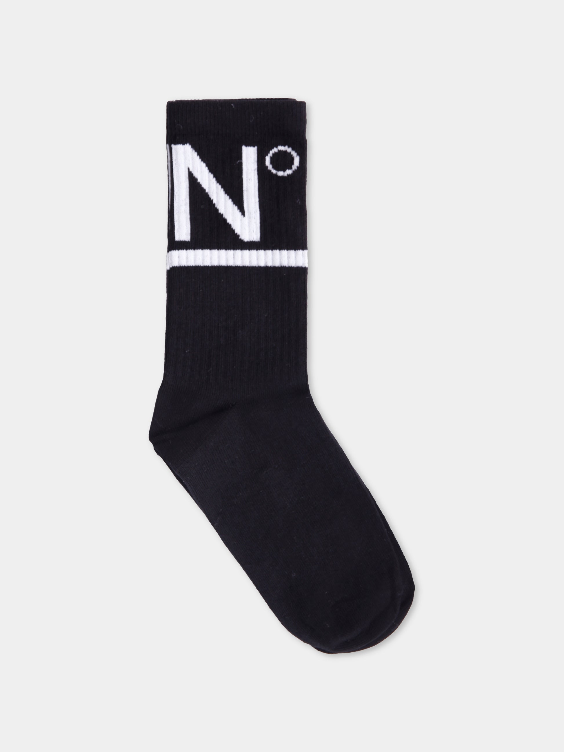 Calze nere per bambini con logo,N°21 Kids,N21812 N0196 0N900