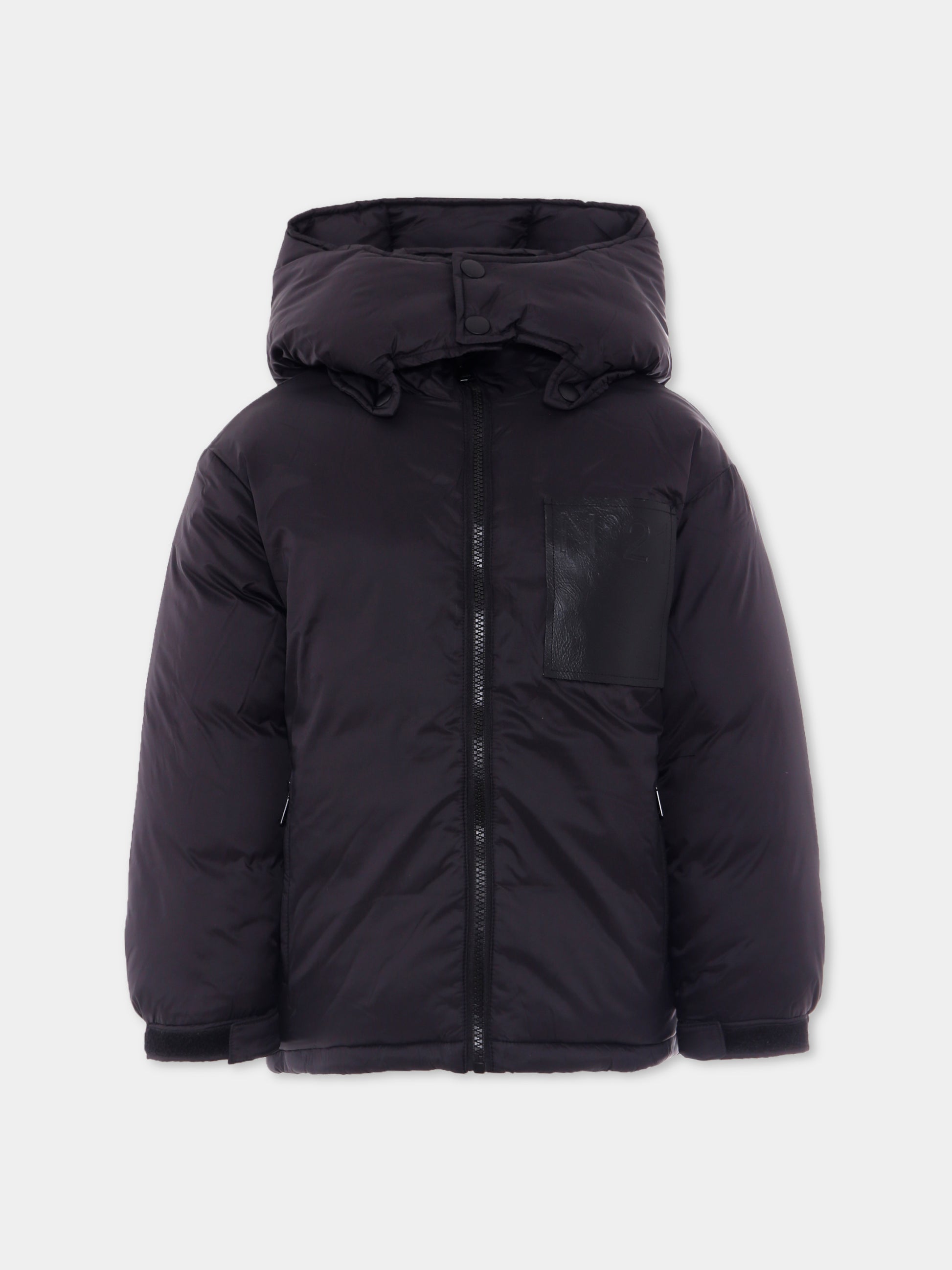 Piumino nero per bambino con logo,N°21 Kids,N21940 N0002 0N900