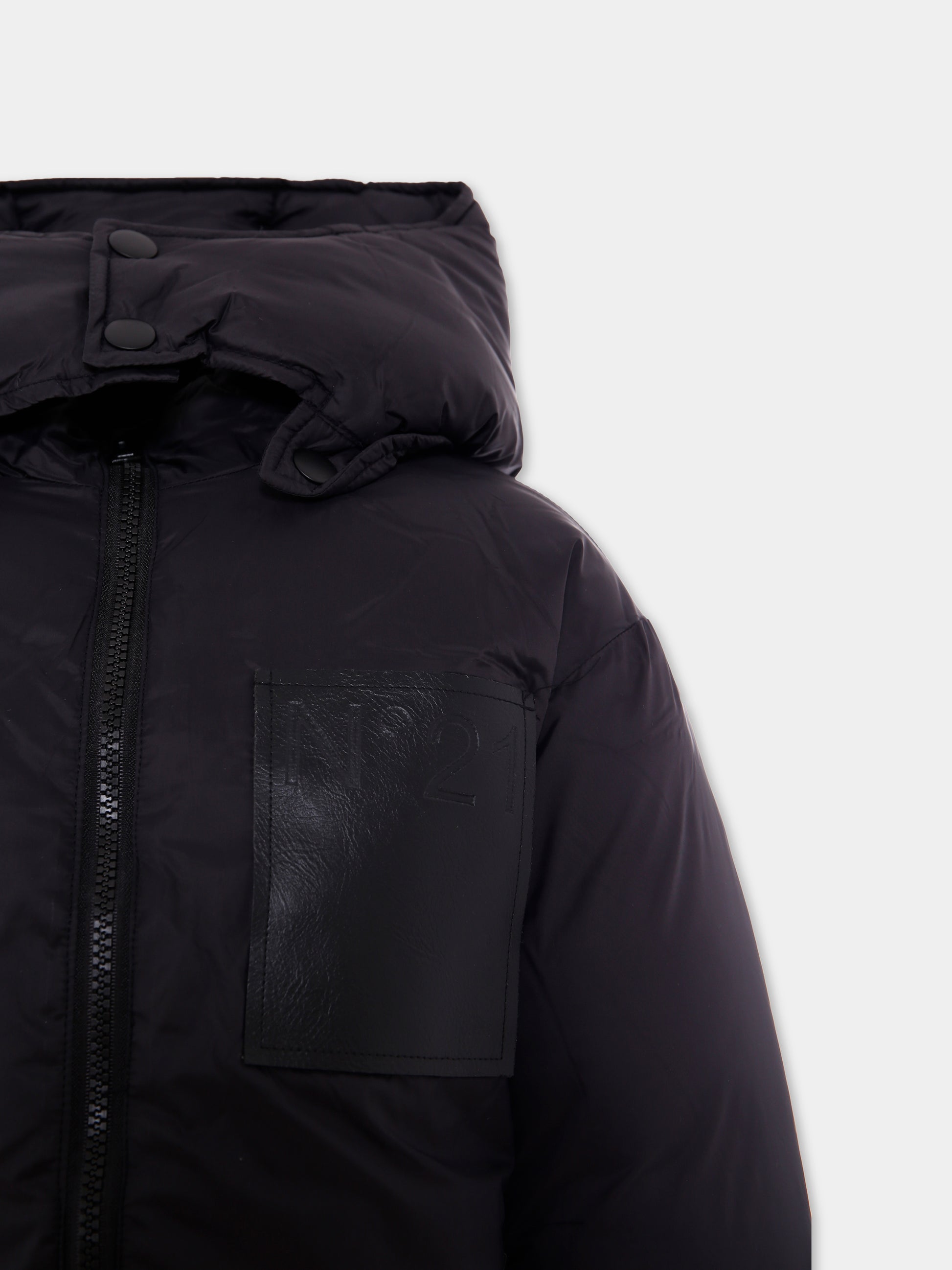 Piumino nero per bambino con logo,N°21 Kids,N21940 N0002 0N900