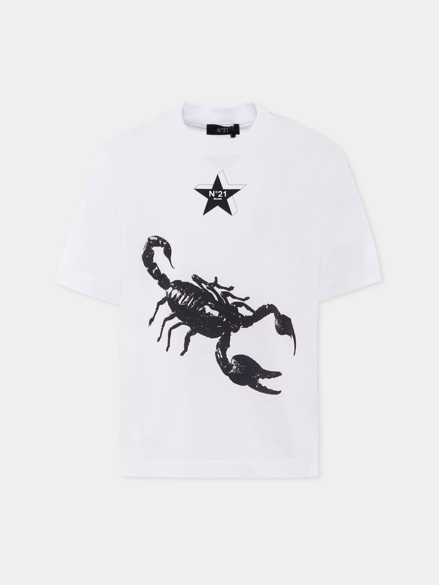 T-shirt bianca per bambino con scorpione,N°21 Kids,N21948 N0199 0N100