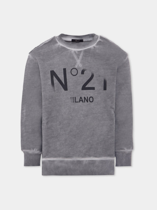 Felpa marrone per bambino con logo,N°21 Kids,N21970 N0373 0N924