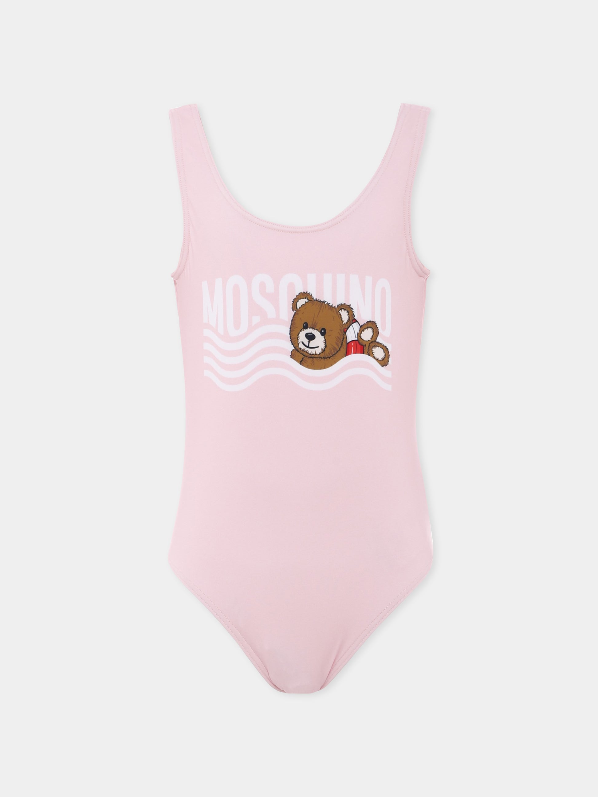 Costume intero rosa per bambina con Teddy Bear,Moschino Kids,H0L00B LKA00 50209
