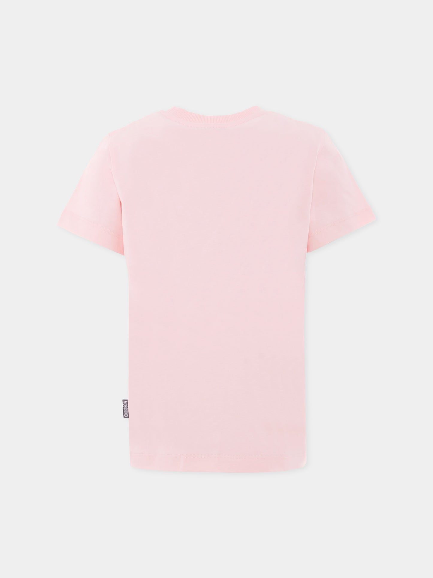 T-shirt rosa per bambina con patch Teddy Bear,Moschino Kids,H5M04K LAA02 50209