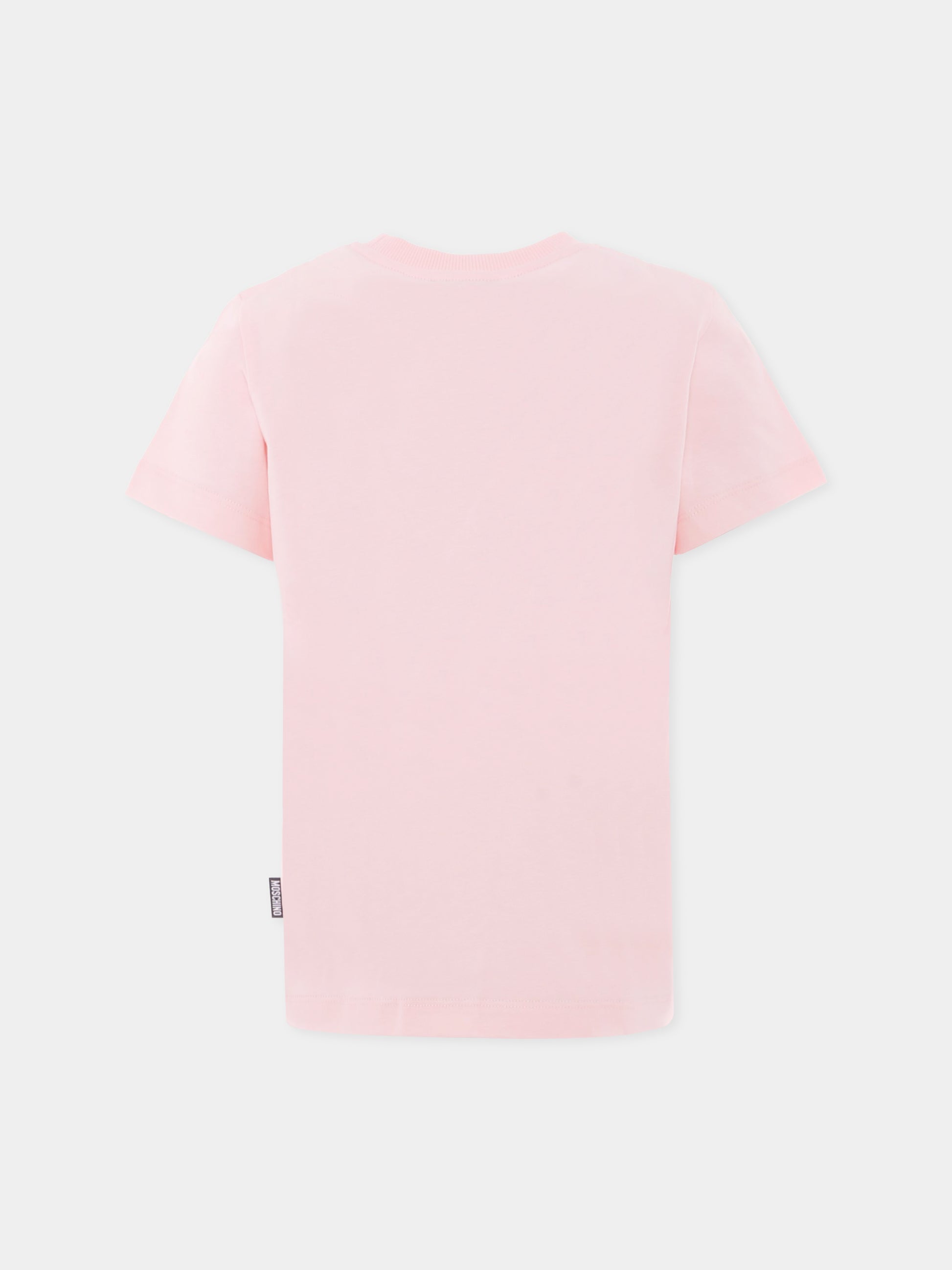T-shirt rosa per bambina con patch Teddy Bear,Moschino Kids,H5M04K LAA02 50209