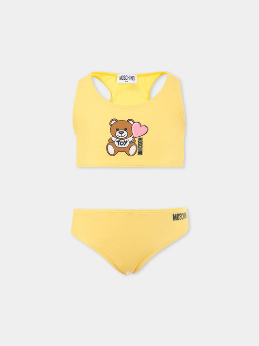Bikini giallo per bambina con Teddy Bear,Moschino Kids,HAL00P LKA00 50577