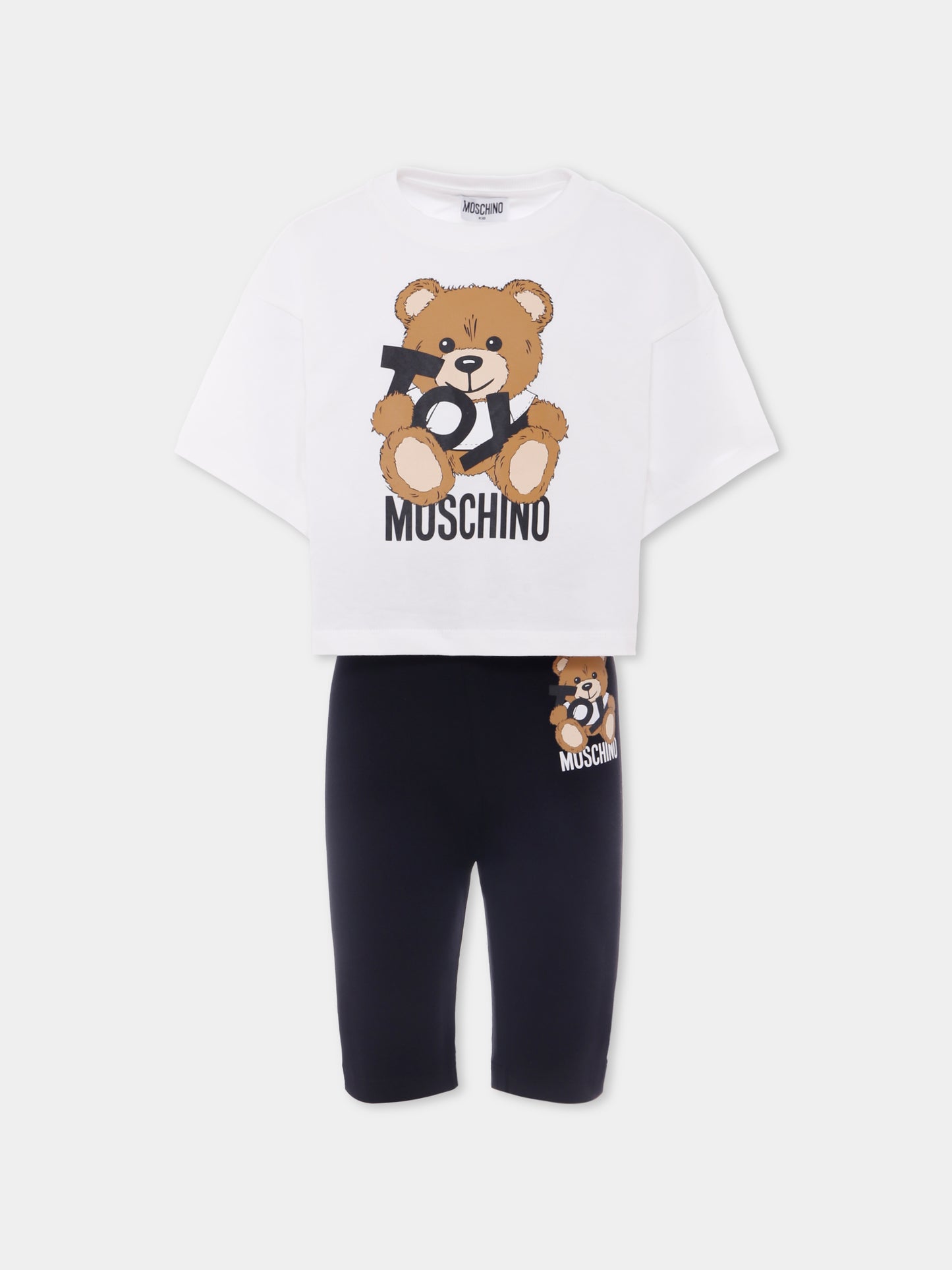 Completo bianco per bambina con Teddy Bear,Moschino Kids,HDG01H LBA00 81214