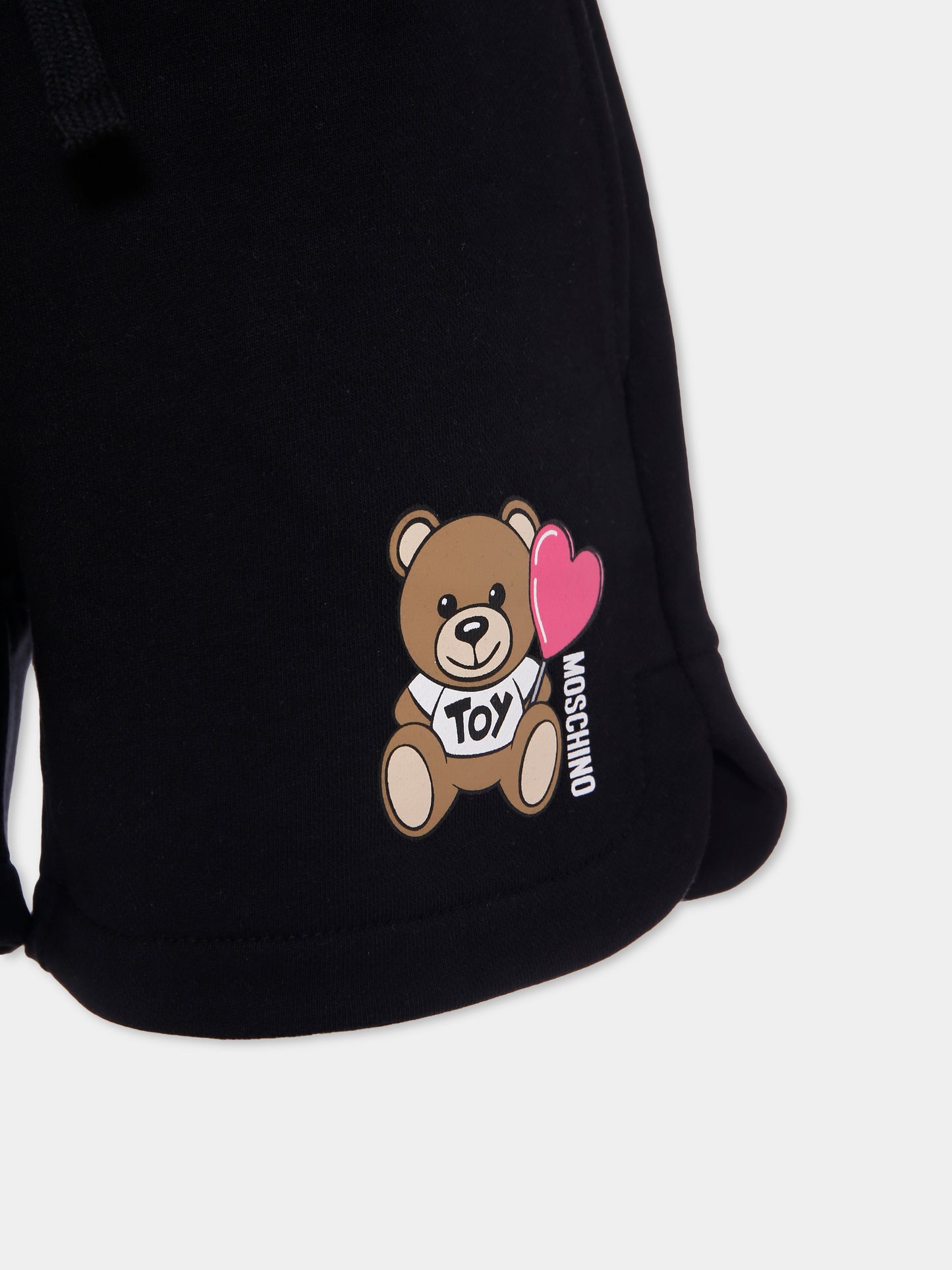 Shorts neri per bambina con Teddy Bear,Moschino Kids,HDQ01M LCA52 60100