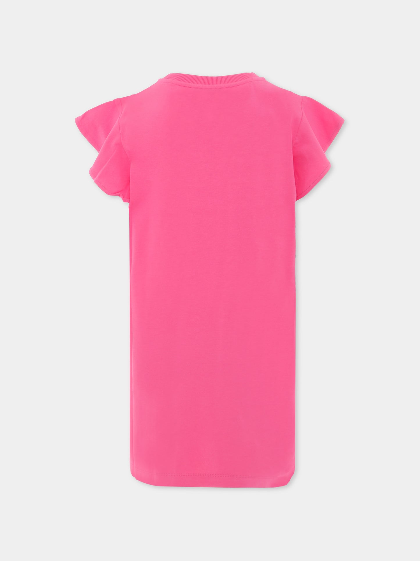 Vestito fucsia per bambina con Teddy Bear e logo,Moschino Kids,HDV0G8 LBA00 50533
