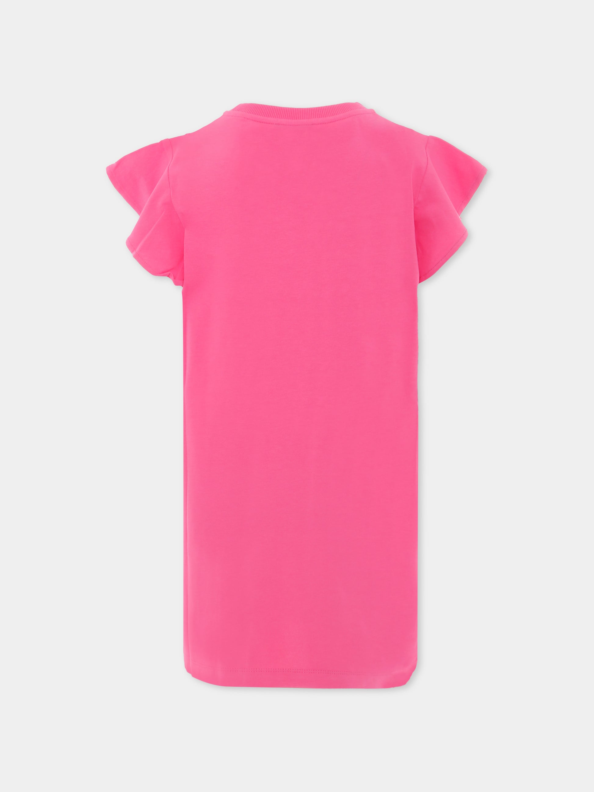 Vestito fucsia per bambina con Teddy Bear e logo,Moschino Kids,HDV0G8 LBA00 50533