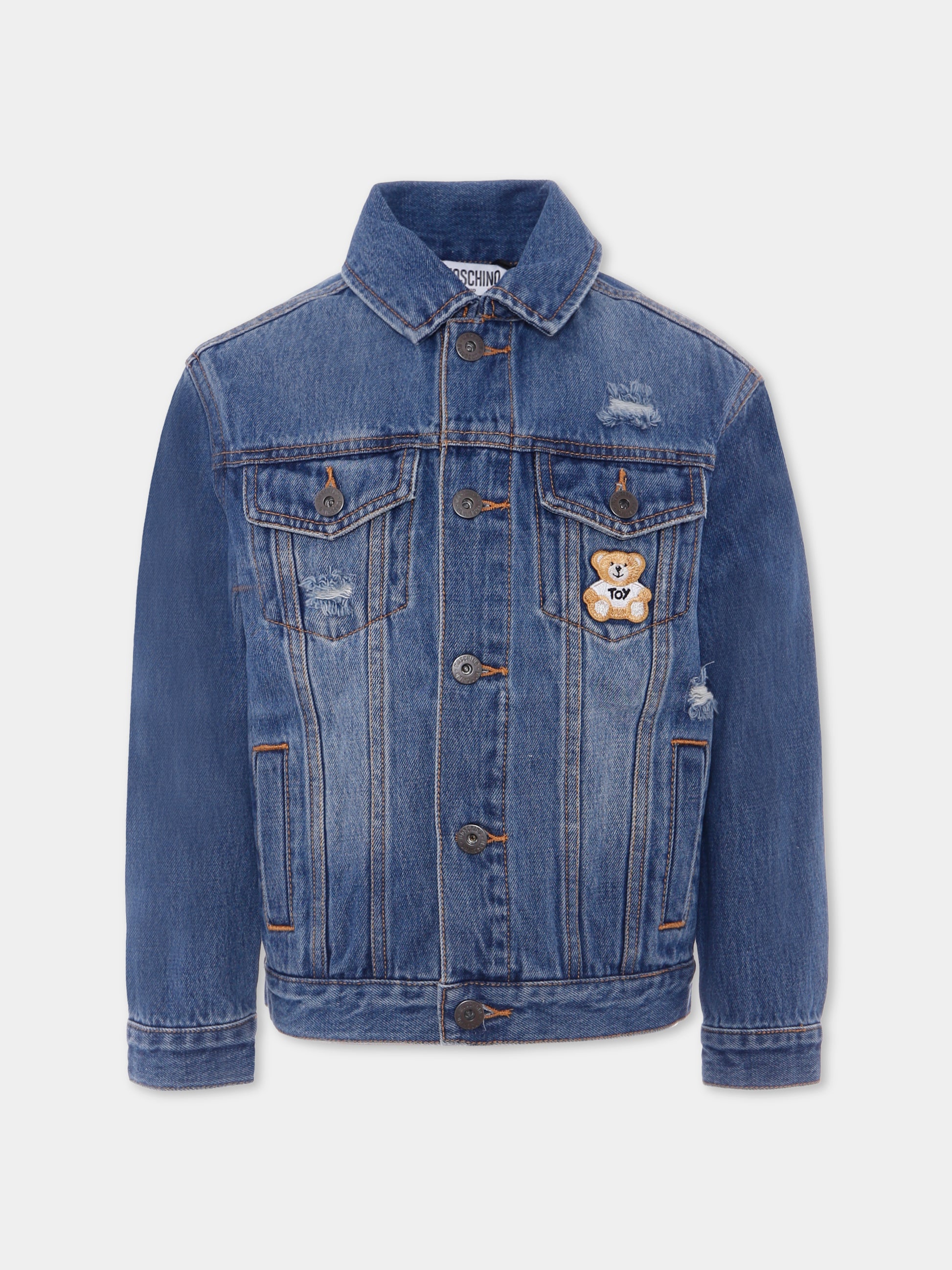 Giubbotto di jeans denim per bambini con Teddy Bear,Moschino Kids,HUS057 L0E35 40278