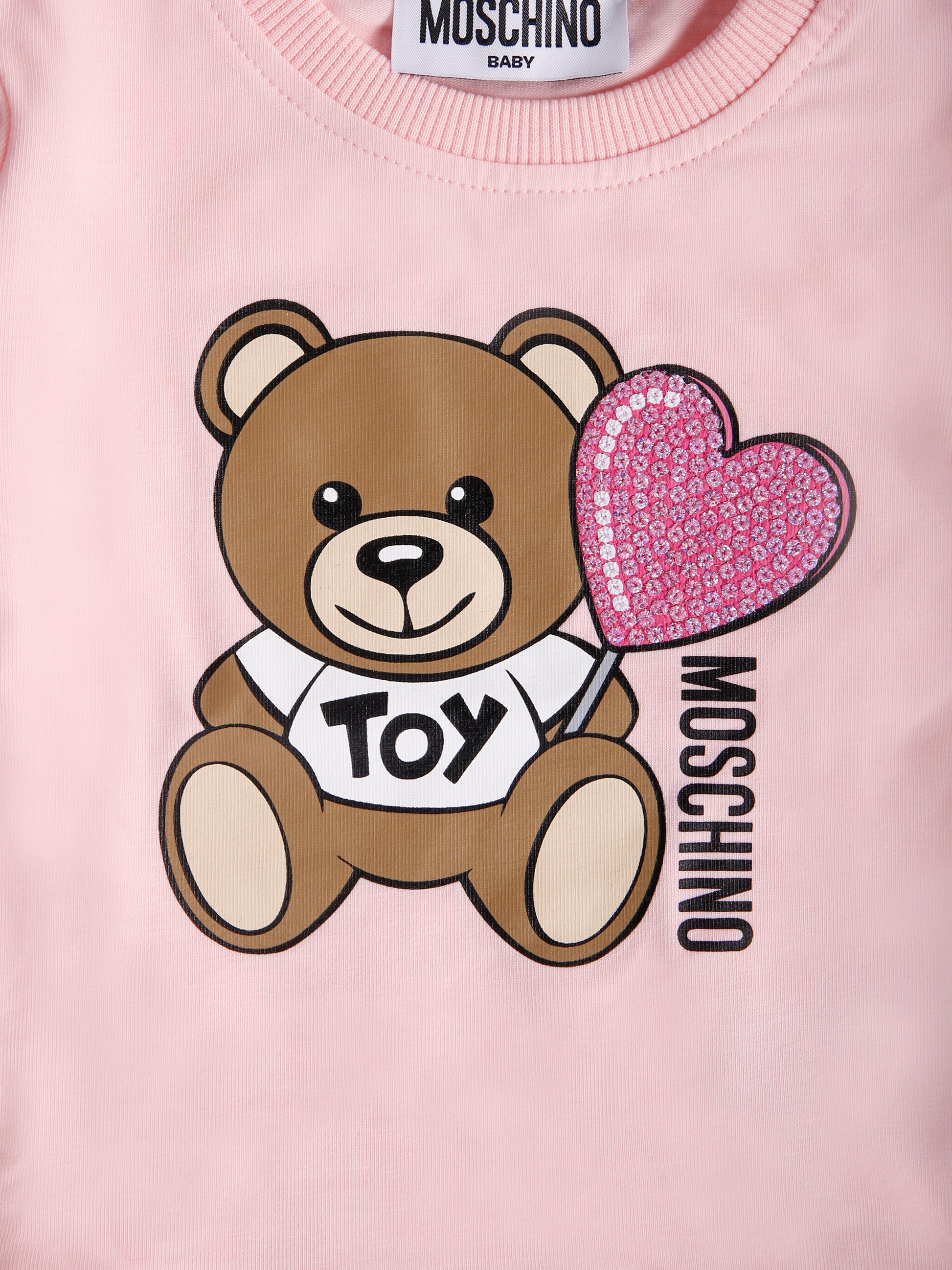 Vestito rosa per neonata con Teddy Bear e cuore,Moschino Kids,MDV0C7 LBA00 50209