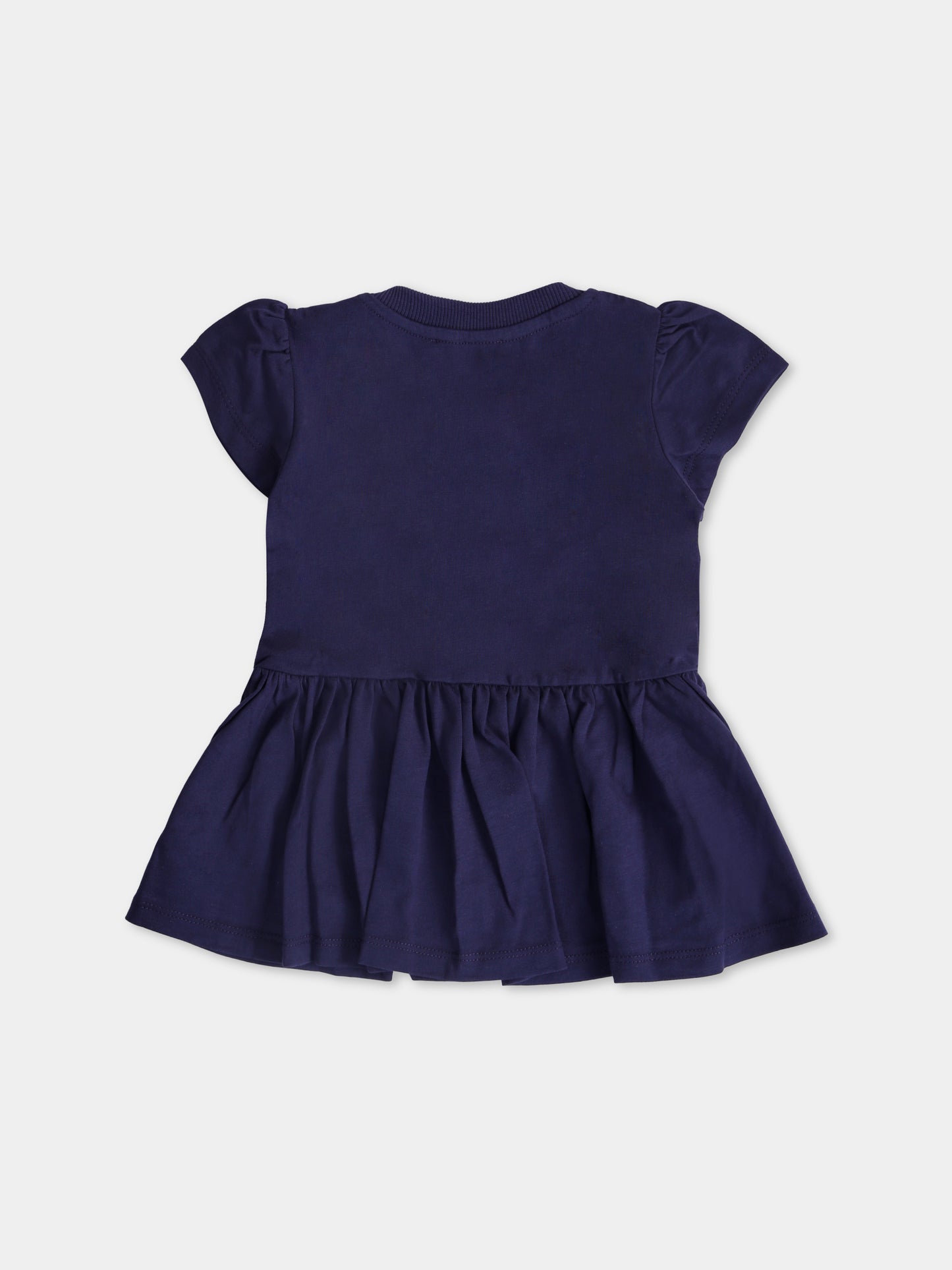 Vestito blu per neonata con logo,Moschino Kids,MDV0CJ LAA02 40016