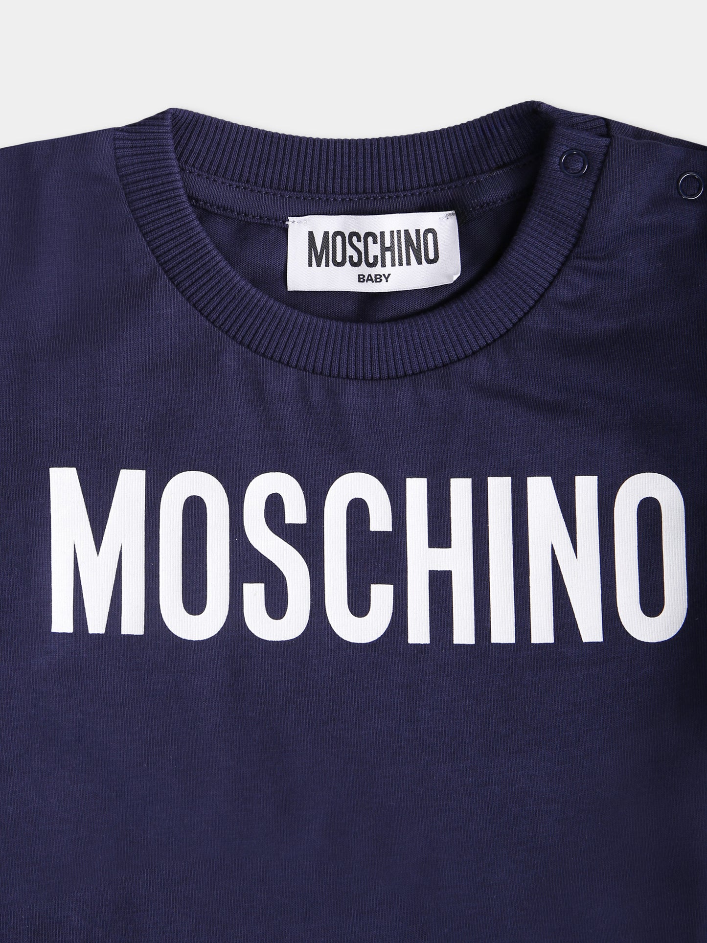 Vestito blu per neonata con logo,Moschino Kids,MDV0CJ LAA02 40016