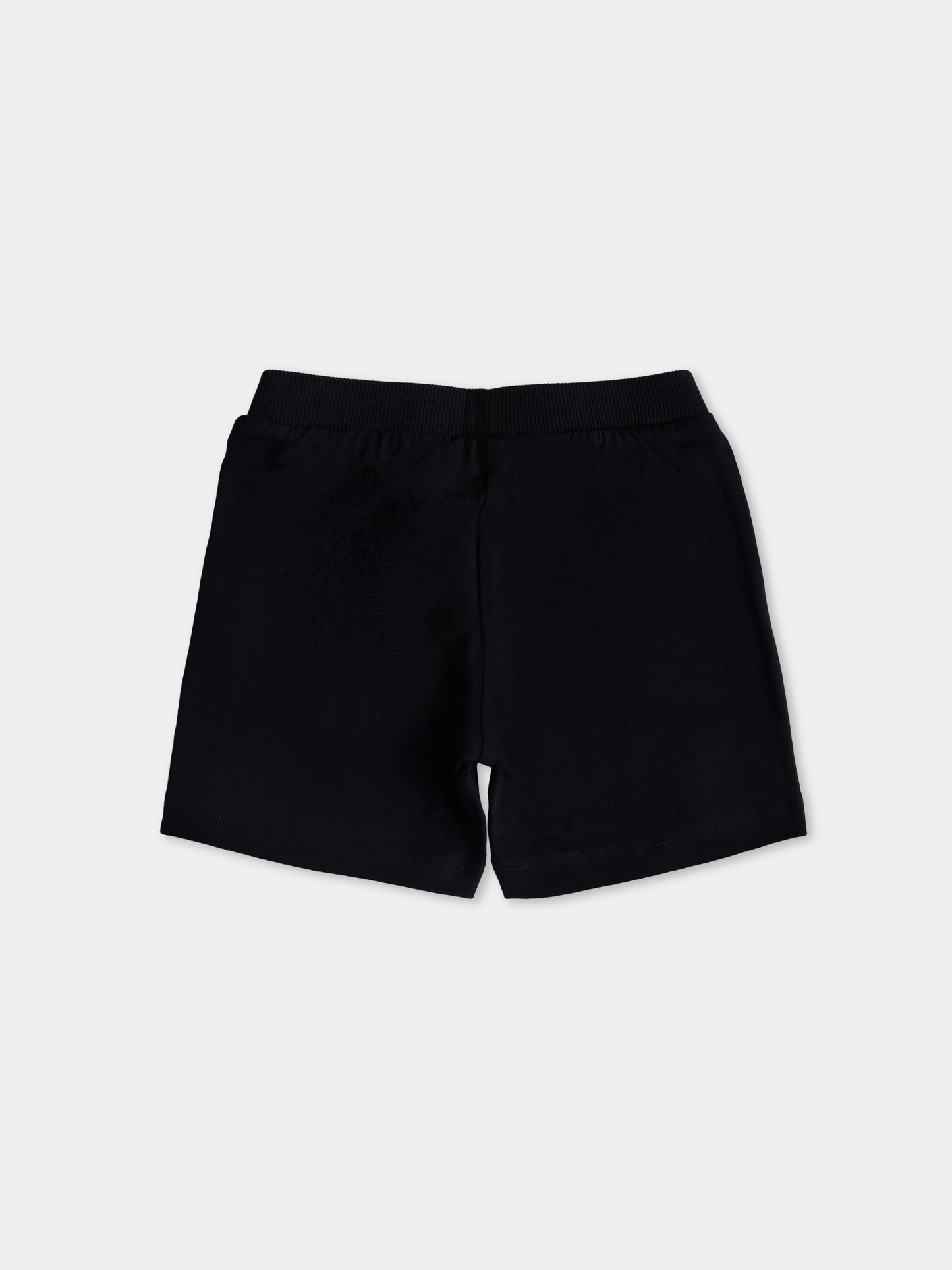 Shorts neri per neonato con tre Teddy Bears,Moschino Kids,MUQ01H LAA03 60100