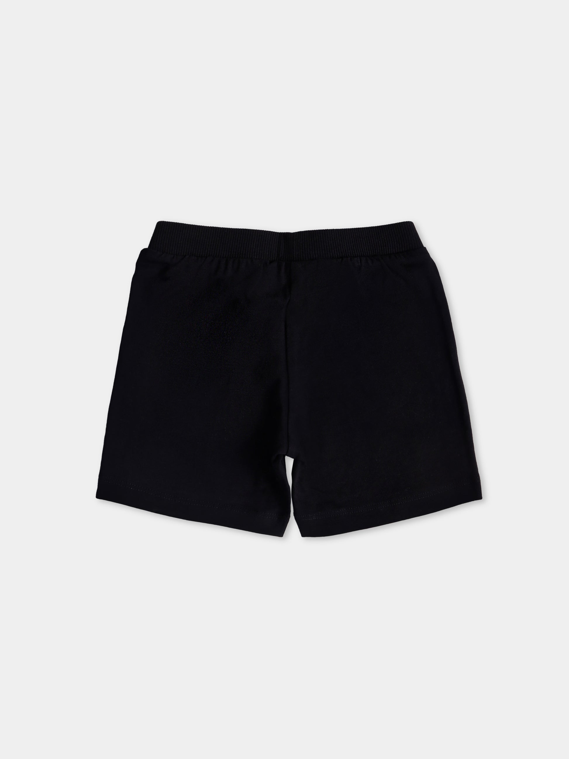 Shorts neri per neonato con tre Teddy Bears,Moschino Kids,MUQ01H LAA03 60100