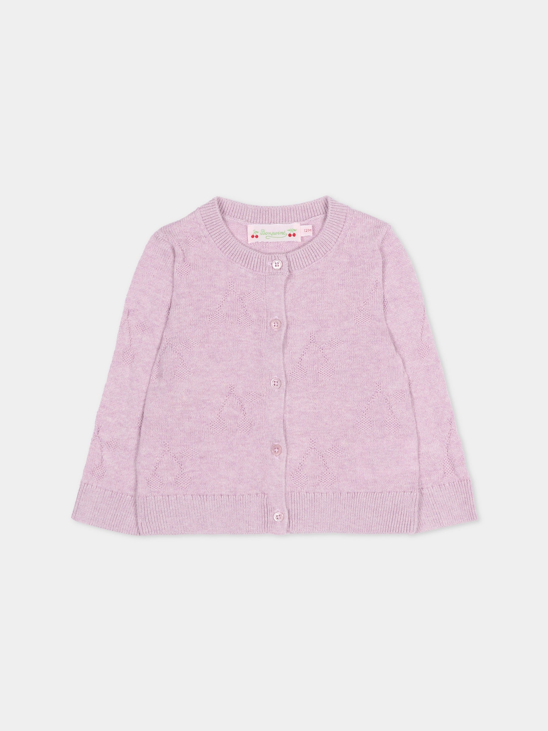 Cardigan lilla per neonata con ciliegie,Bonpoint,C06XCAK00001 057A