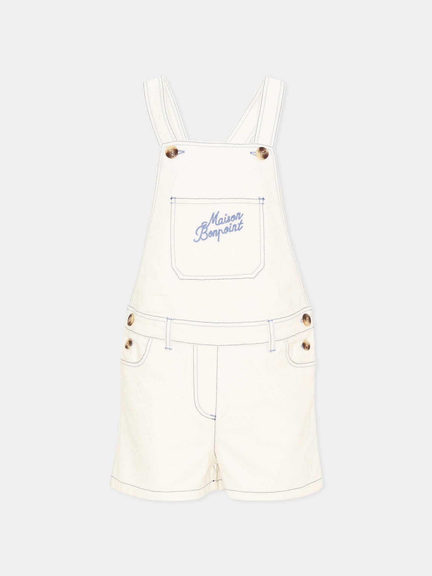 Salopette avorio per bambina con logo,Bonpoint,C06GOVW00001 003